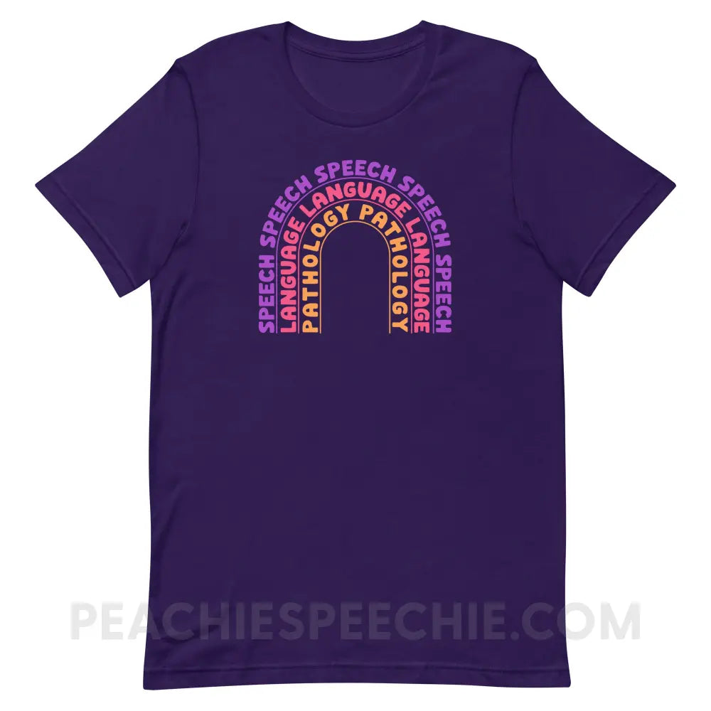 Speech Language Pathology Rainbow Premium Soft Tee - Team Purple / XS - peachiespeechie.com