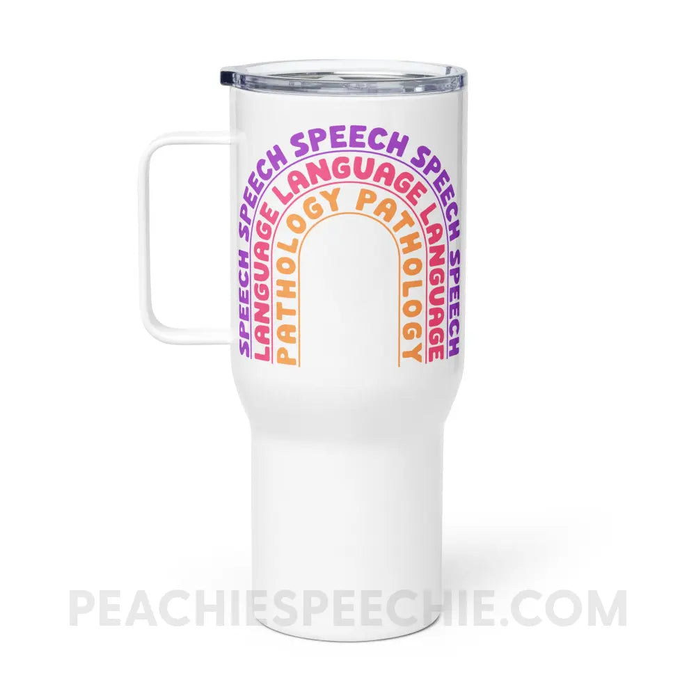 Speech Language Pathology Rainbow Travel Mug - 25 oz - peachiespeechie.com