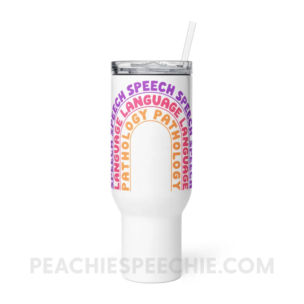 Speech Language Pathology Rainbow Travel Mug - 40 oz - peachiespeechie.com