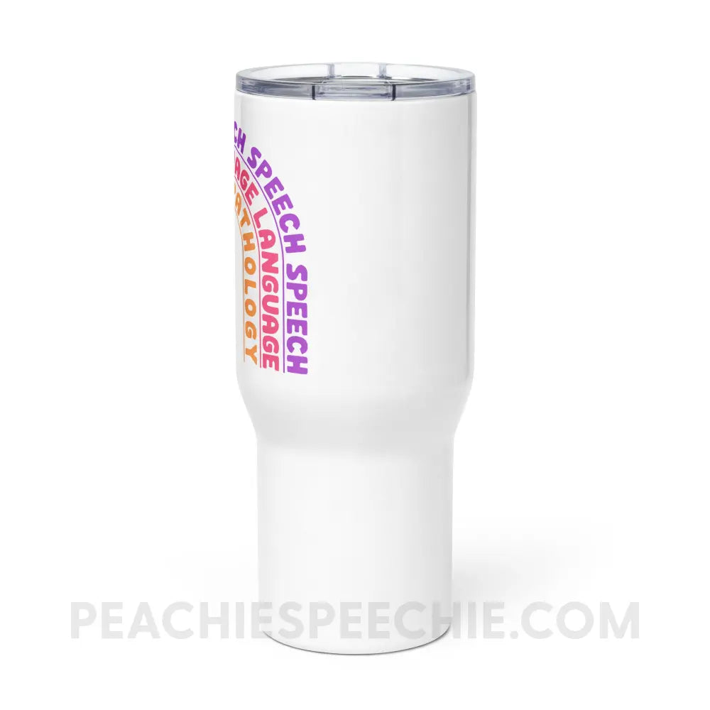 Speech Language Pathology Rainbow Travel Mug - peachiespeechie.com