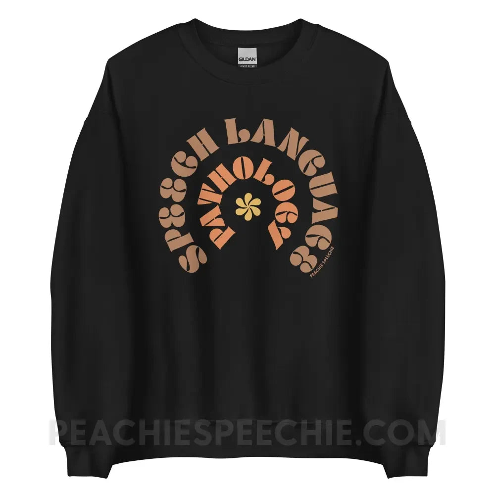 Speech Language Pathology Retro Flower Classic Sweatshirt - Black / S peachiespeechie.com