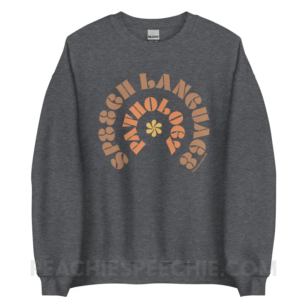 Speech Language Pathology Retro Flower Classic Sweatshirt - Dark Heather / S - peachiespeechie.com