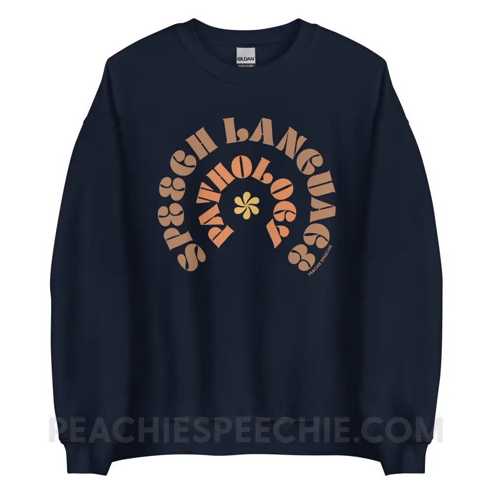 Speech Language Pathology Retro Flower Classic Sweatshirt - Navy / S peachiespeechie.com
