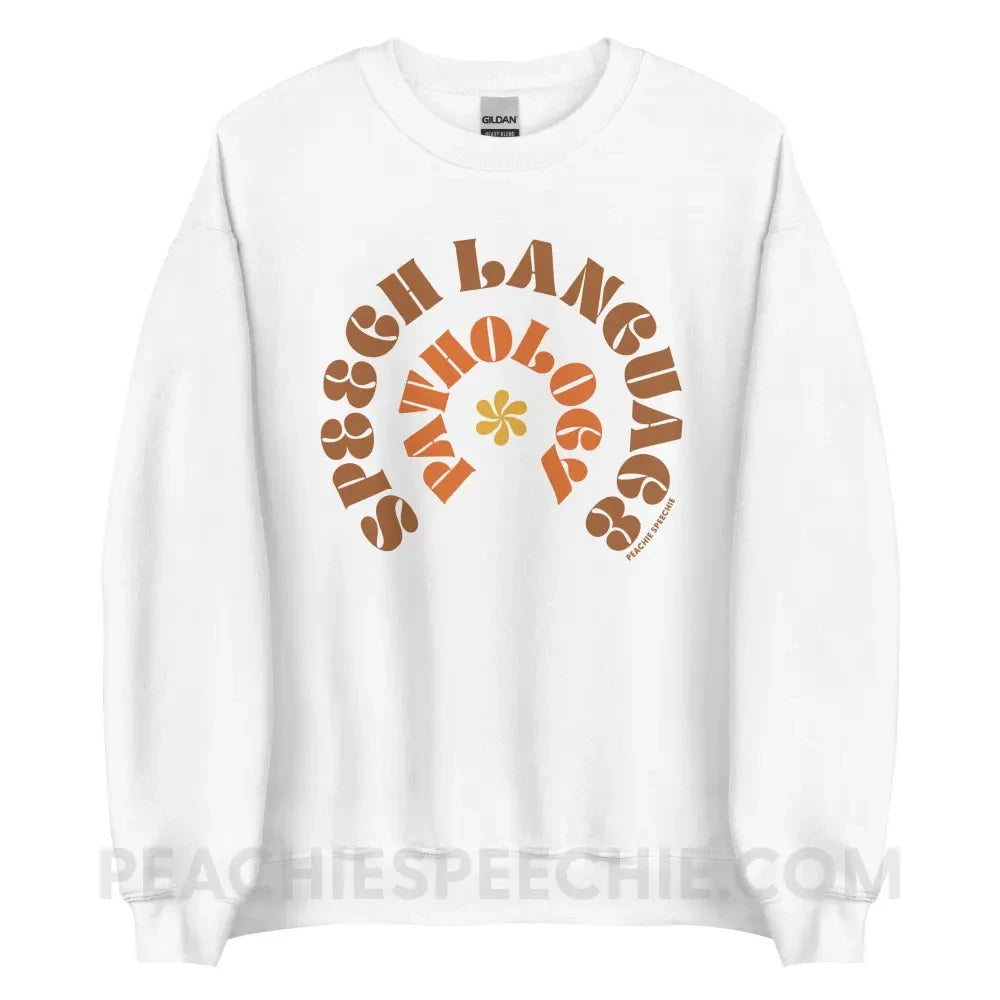 Speech Language Pathology Retro Flower Classic Sweatshirt - White / S peachiespeechie.com