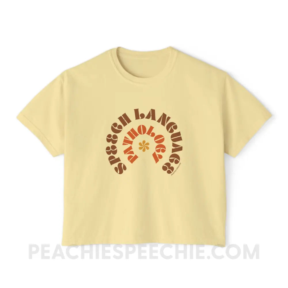 Speech Language Pathology Retro Flower Comfort Colors Boxy Tee - Butter / S - T-Shirt peachiespeechie.com