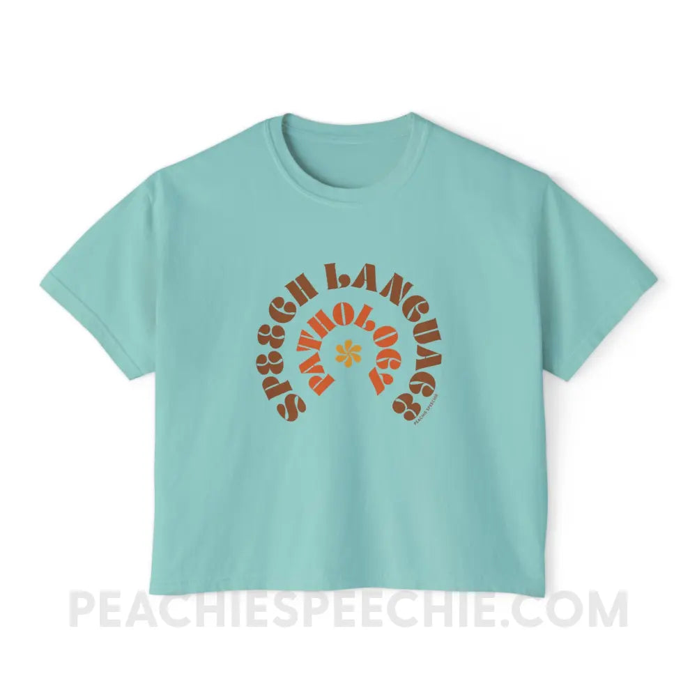 Speech Language Pathology Retro Flower Comfort Colors Boxy Tee - Chalky Mint / S - T-Shirt peachiespeechie.com