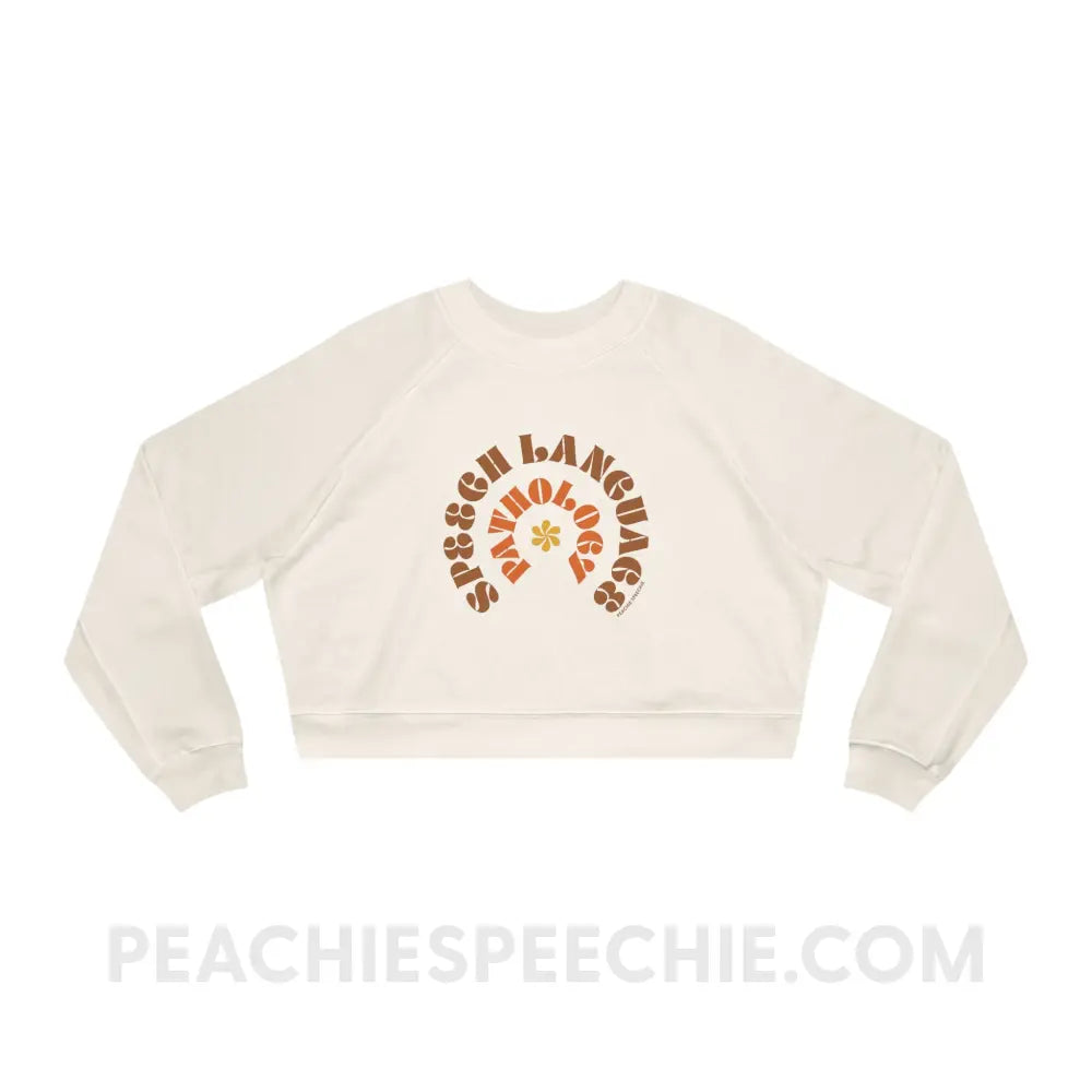 Speech Language Pathology Retro Flower Premium Crop Crewneck - White / S - Sweatshirt peachiespeechie.com