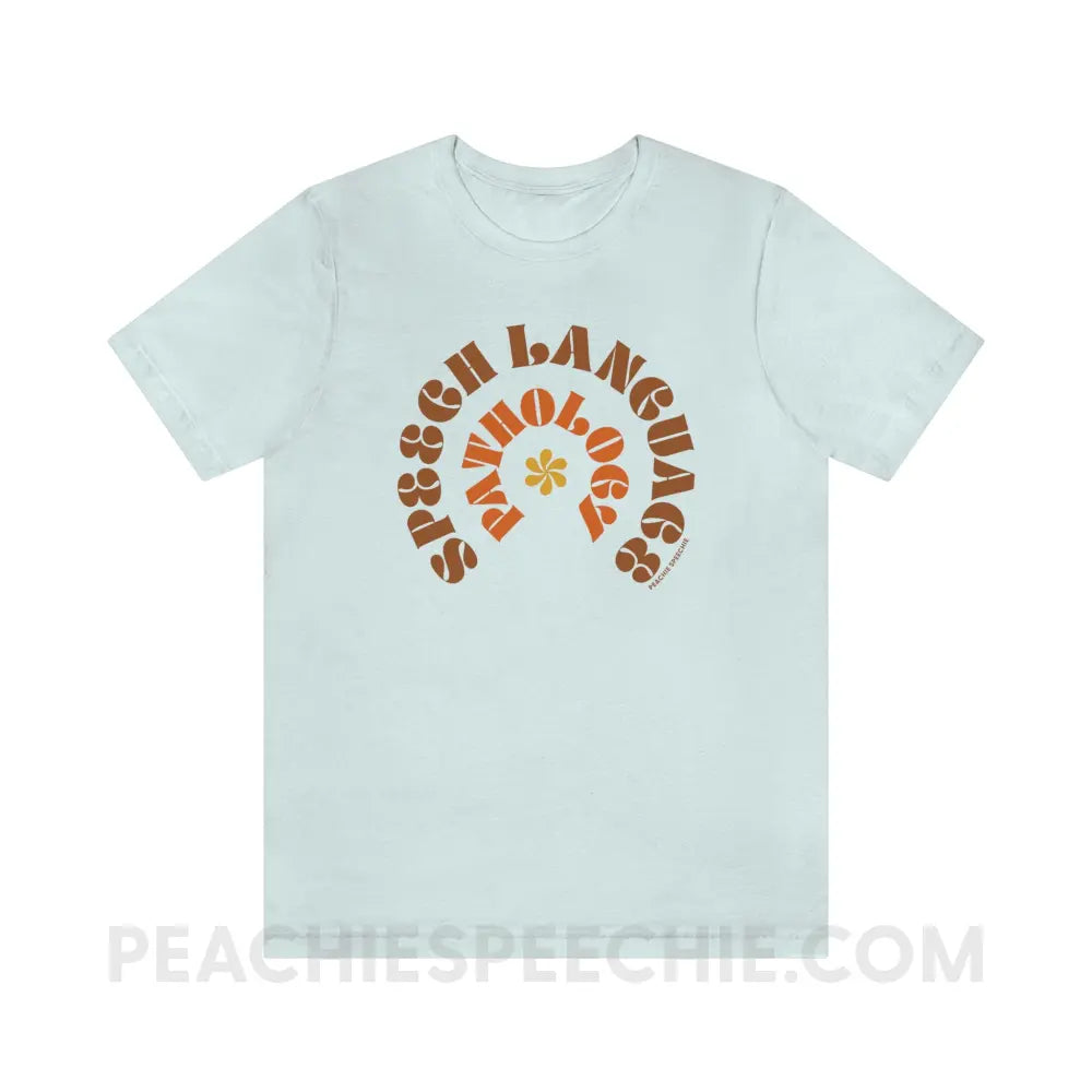 Speech Language Pathology Retro Flower Premium Soft Tee - Heather Ice Blue / S - T-Shirt peachiespeechie.com