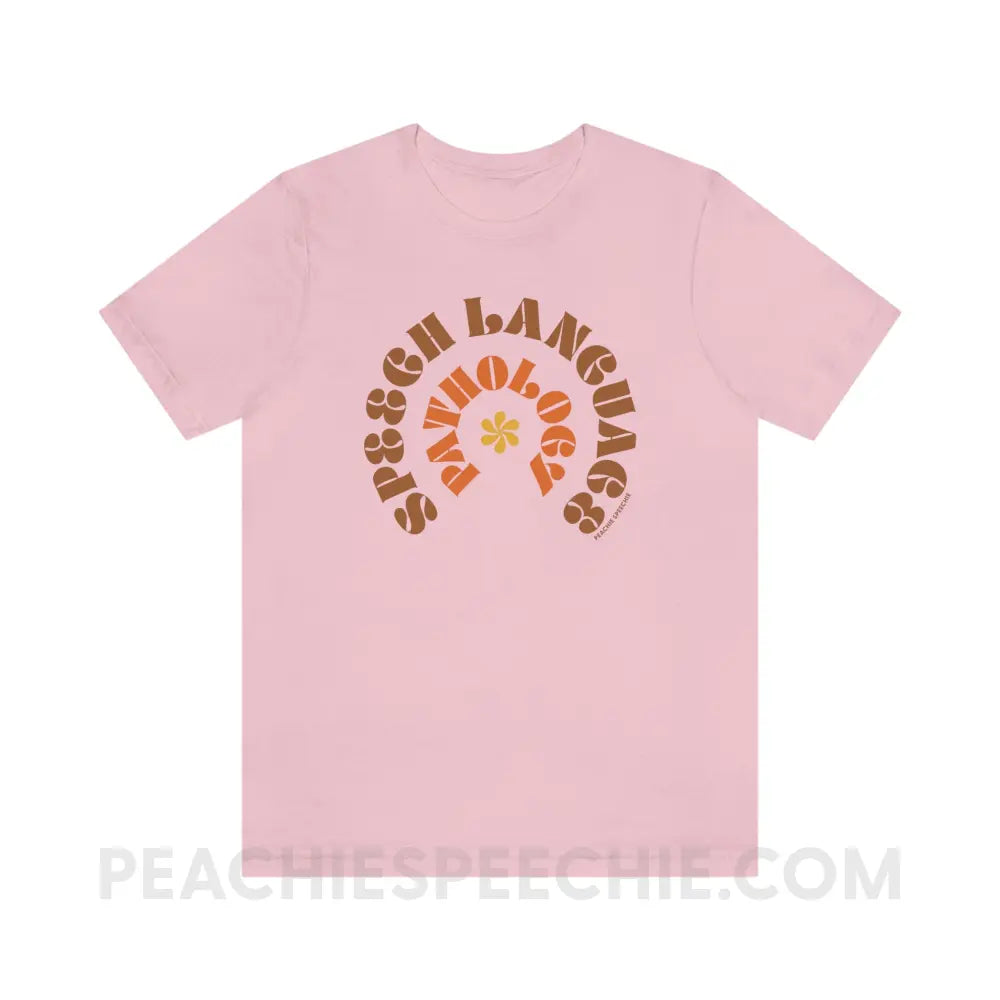 Speech Language Pathology Retro Flower Premium Soft Tee - Pink / S - T-Shirt peachiespeechie.com