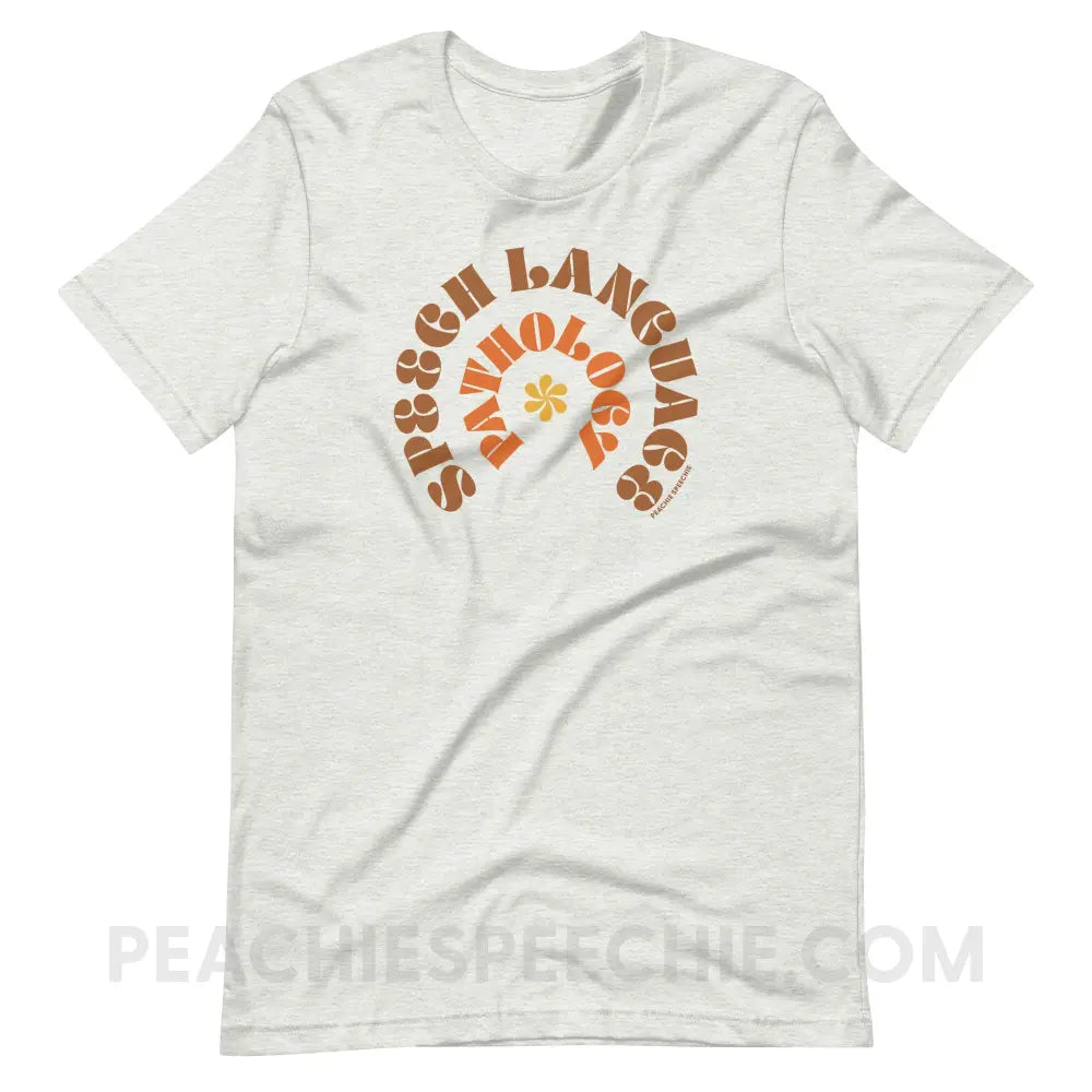 Speech Language Pathology Retro Flower Premium Soft Tee - Ash / S - T-Shirt peachiespeechie.com