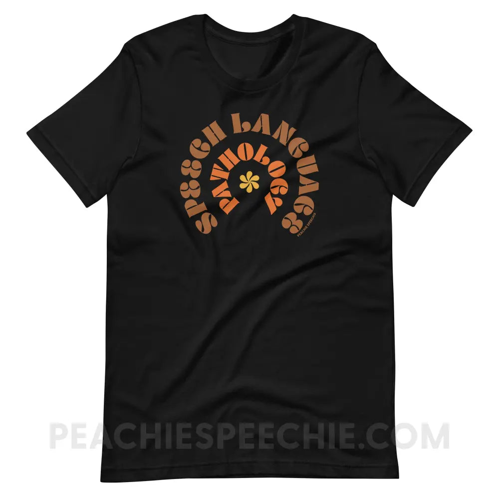 Speech Language Pathology Retro Flower Premium Soft Tee - Black / S - T-Shirt peachiespeechie.com