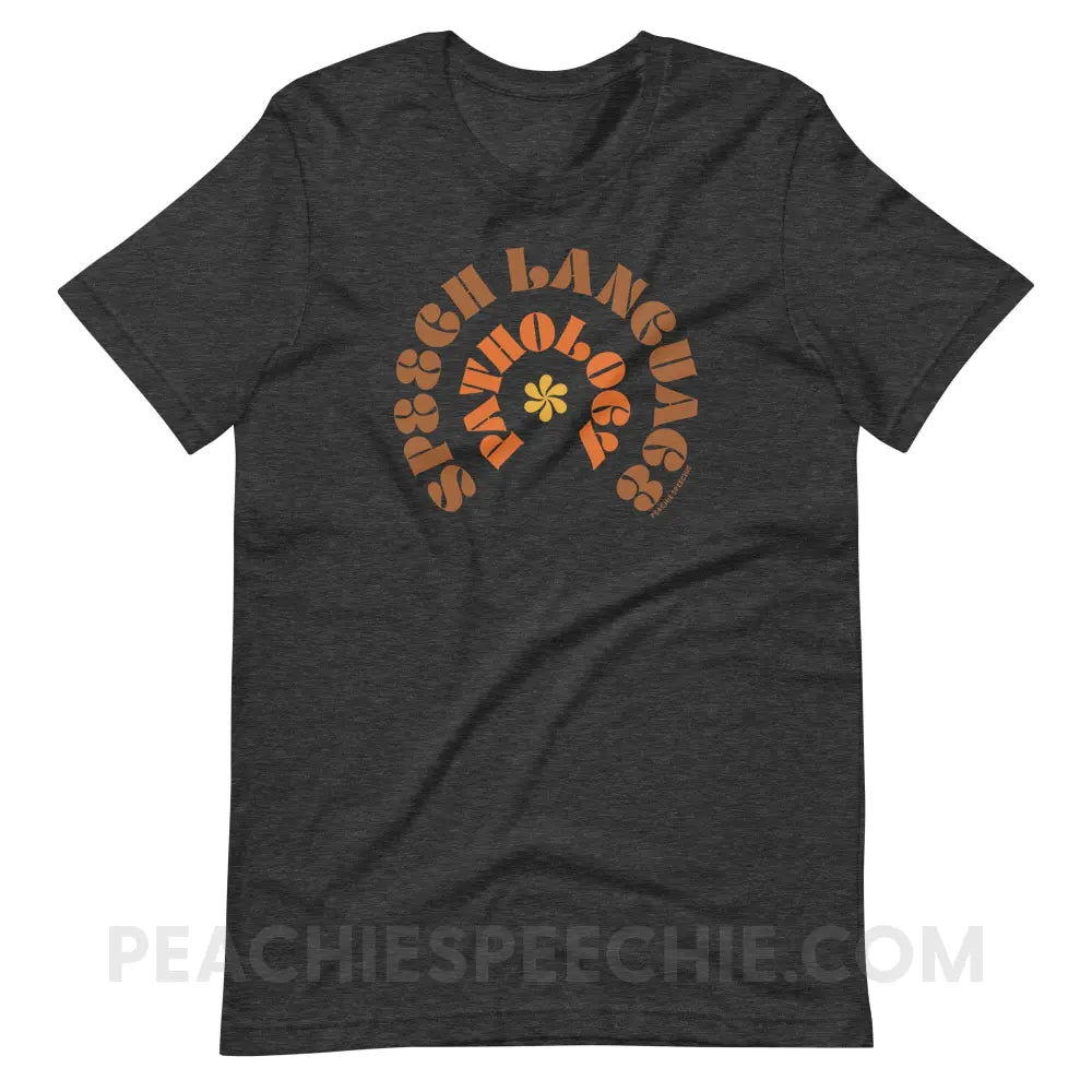 Speech Language Pathology Retro Flower Premium Soft Tee - Dark Grey Heather / S - T-Shirt peachiespeechie.com