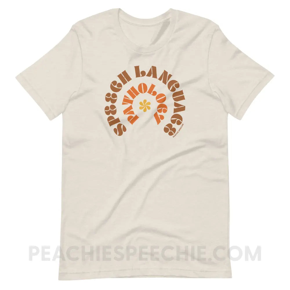 Speech Language Pathology Retro Flower Premium Soft Tee - Heather Dust / M - T-Shirt peachiespeechie.com