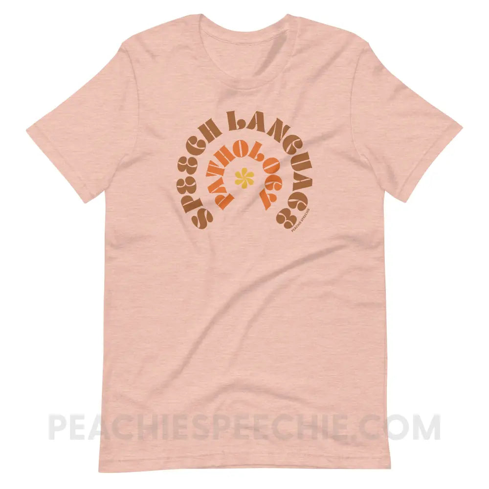 Speech Language Pathology Retro Flower Premium Soft Tee - Heather Prism Peach / S - T-Shirt peachiespeechie.com