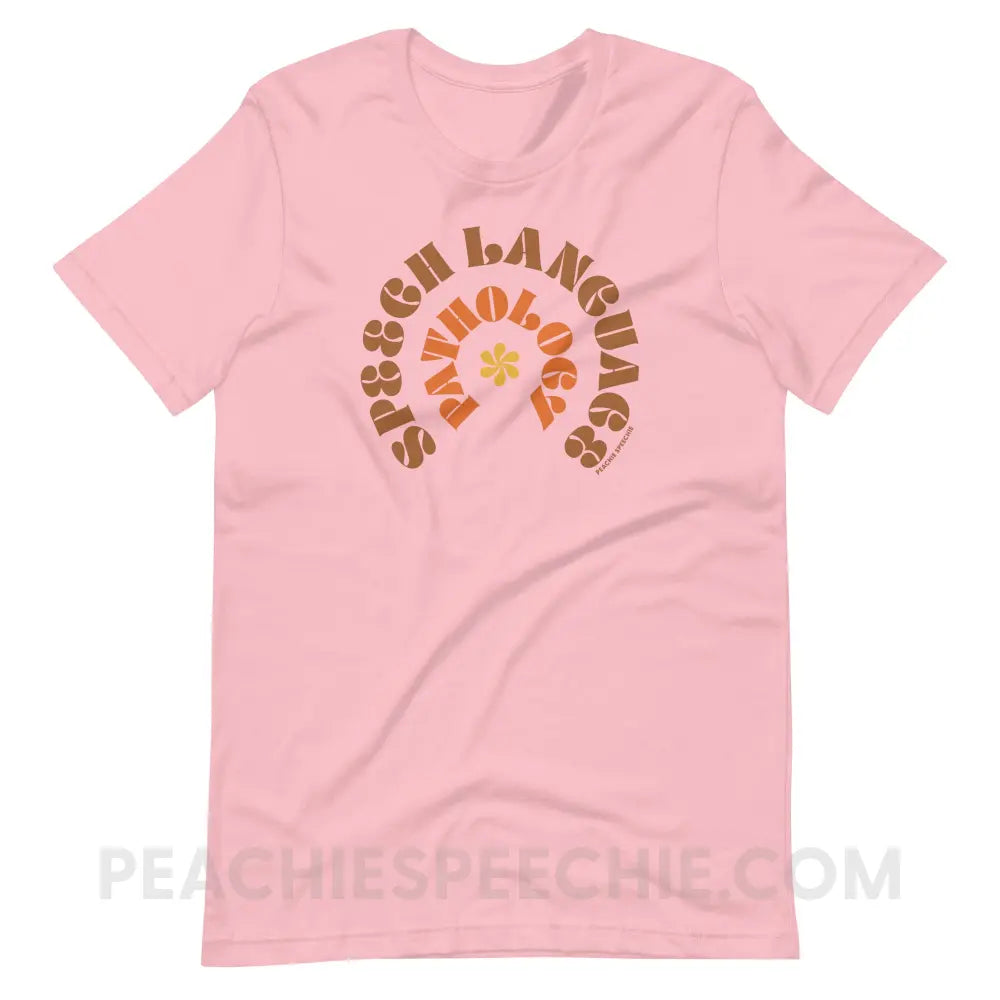 Speech Language Pathology Retro Flower Premium Soft Tee - Pink / S - T-Shirt peachiespeechie.com