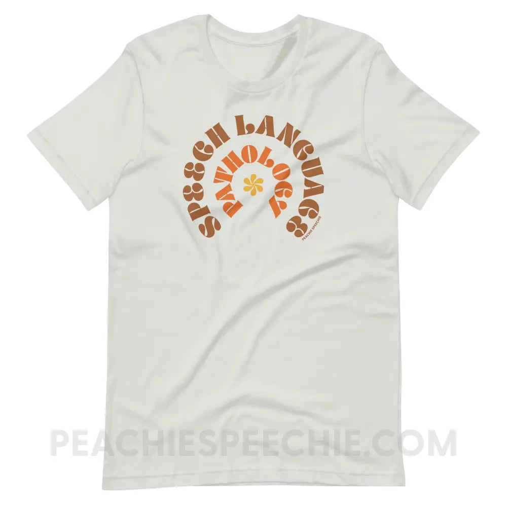 Speech Language Pathology Retro Flower Premium Soft Tee - Silver / S - T-Shirt peachiespeechie.com