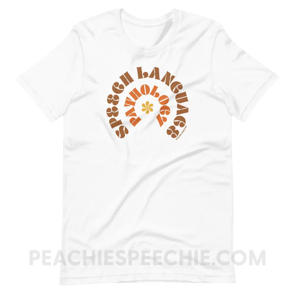 Speech Language Pathology Retro Flower Premium Soft Tee - White / S - T-Shirt peachiespeechie.com