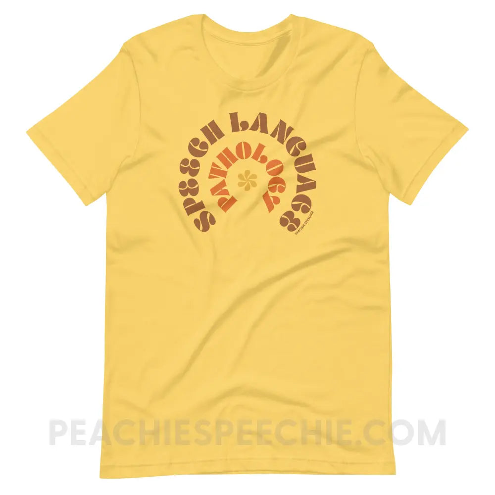 Speech Language Pathology Retro Flower Premium Soft Tee - Yellow / S - T-Shirt peachiespeechie.com