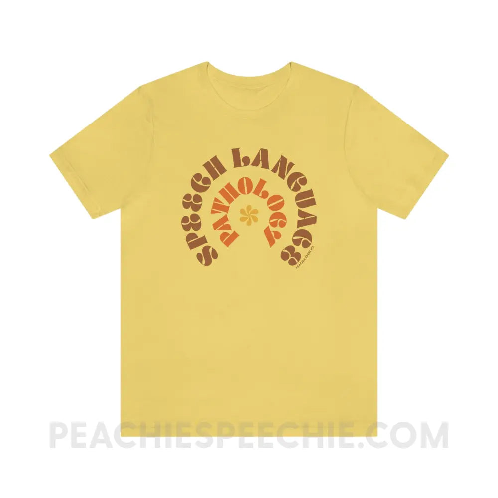 Speech Language Pathology Retro Flower Premium Soft Tee - Yellow / S - T-Shirt peachiespeechie.com