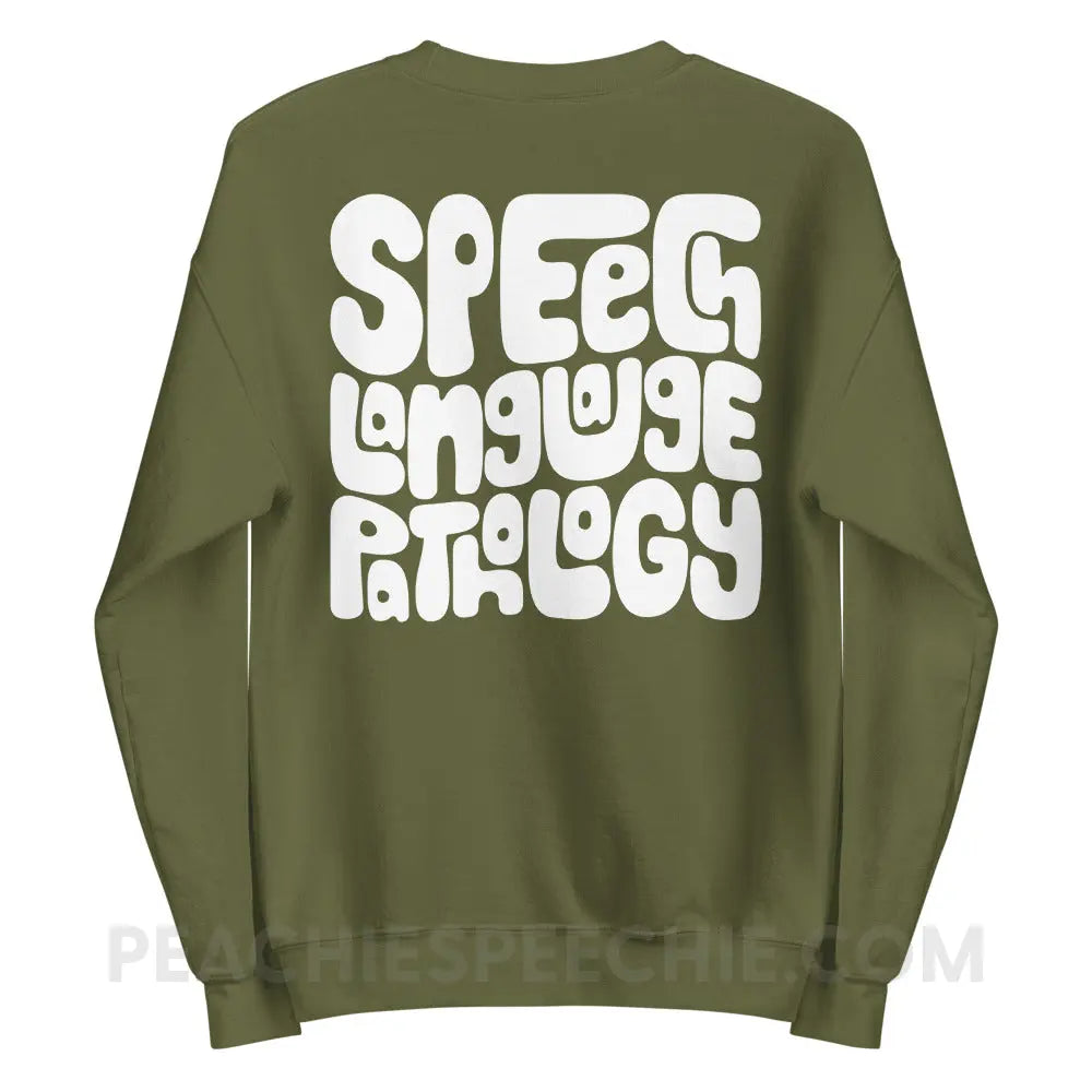 Speech Language Pathology Smush Classic Sweatshirt - Military Green / S - peachiespeechie.com