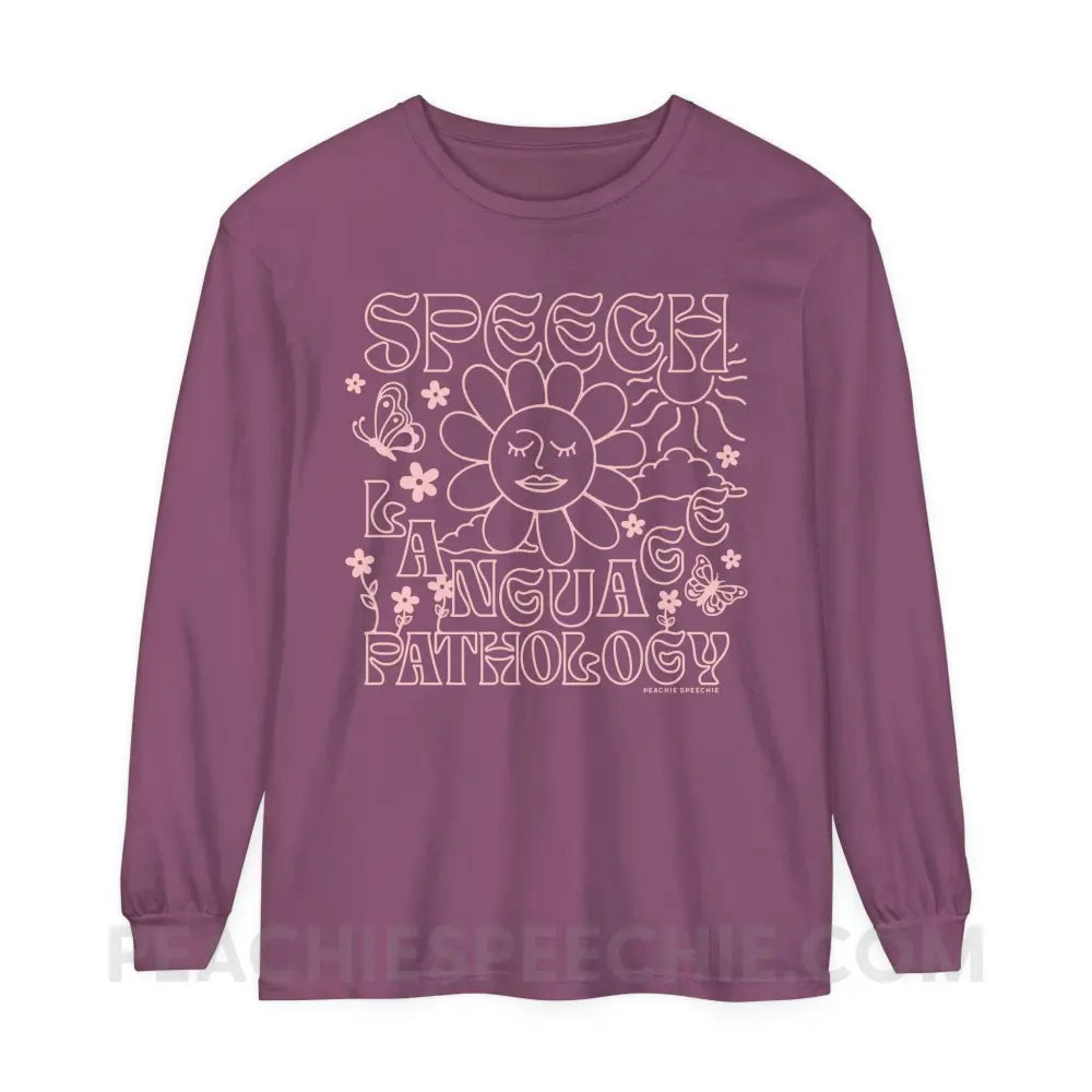 Speech Language Pathology Summer Comfort Colors Long Sleeve - Berry / S - Long-sleeve peachiespeechie.com