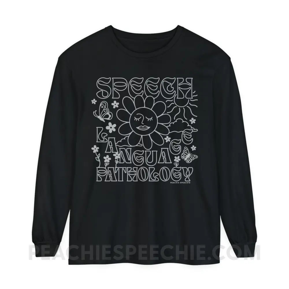 Speech Language Pathology Summer Comfort Colors Long Sleeve - Black / S - Long-sleeve peachiespeechie.com