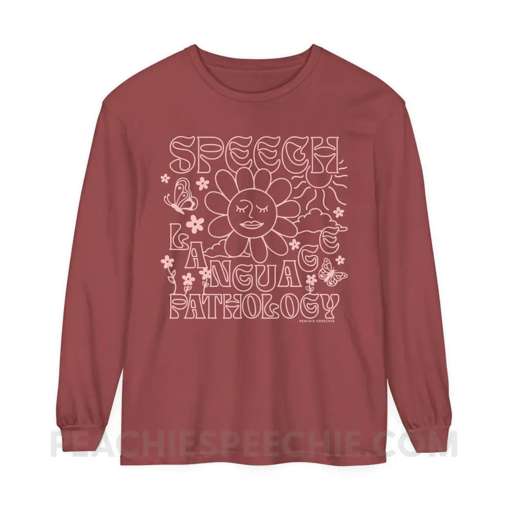 Speech Language Pathology Summer Comfort Colors Long Sleeve - Brick / S - Long-sleeve peachiespeechie.com