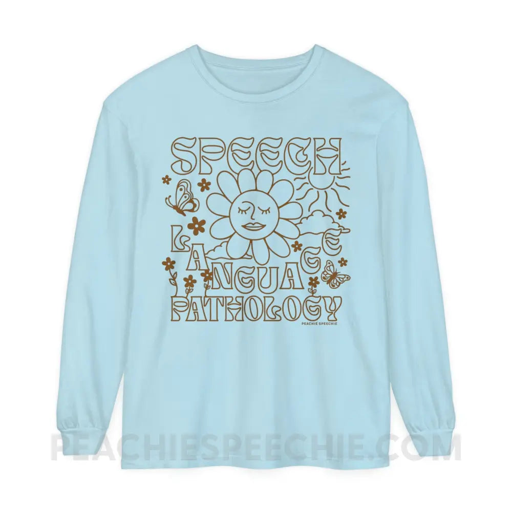 Speech Language Pathology Summer Comfort Colors Long Sleeve - Chambray / S - Long-sleeve peachiespeechie.com