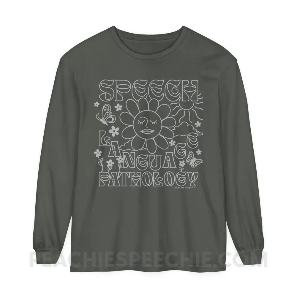 Speech Language Pathology Summer Comfort Colors Long Sleeve - Pepper / S - Long-sleeve peachiespeechie.com