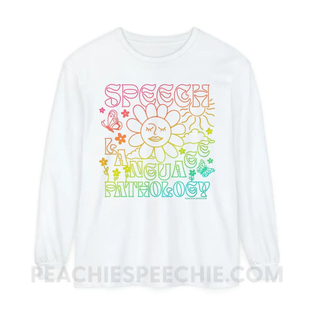 Speech Language Pathology Summer Comfort Colors Long Sleeve - White / 3XL - Long-sleeve peachiespeechie.com