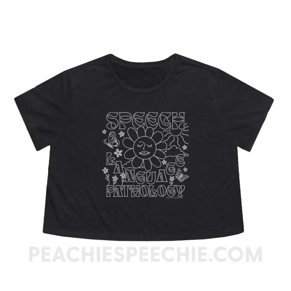 Speech Language Pathology Summer Crop Tee - Dark Grey Heather / S - T-Shirt peachiespeechie.com