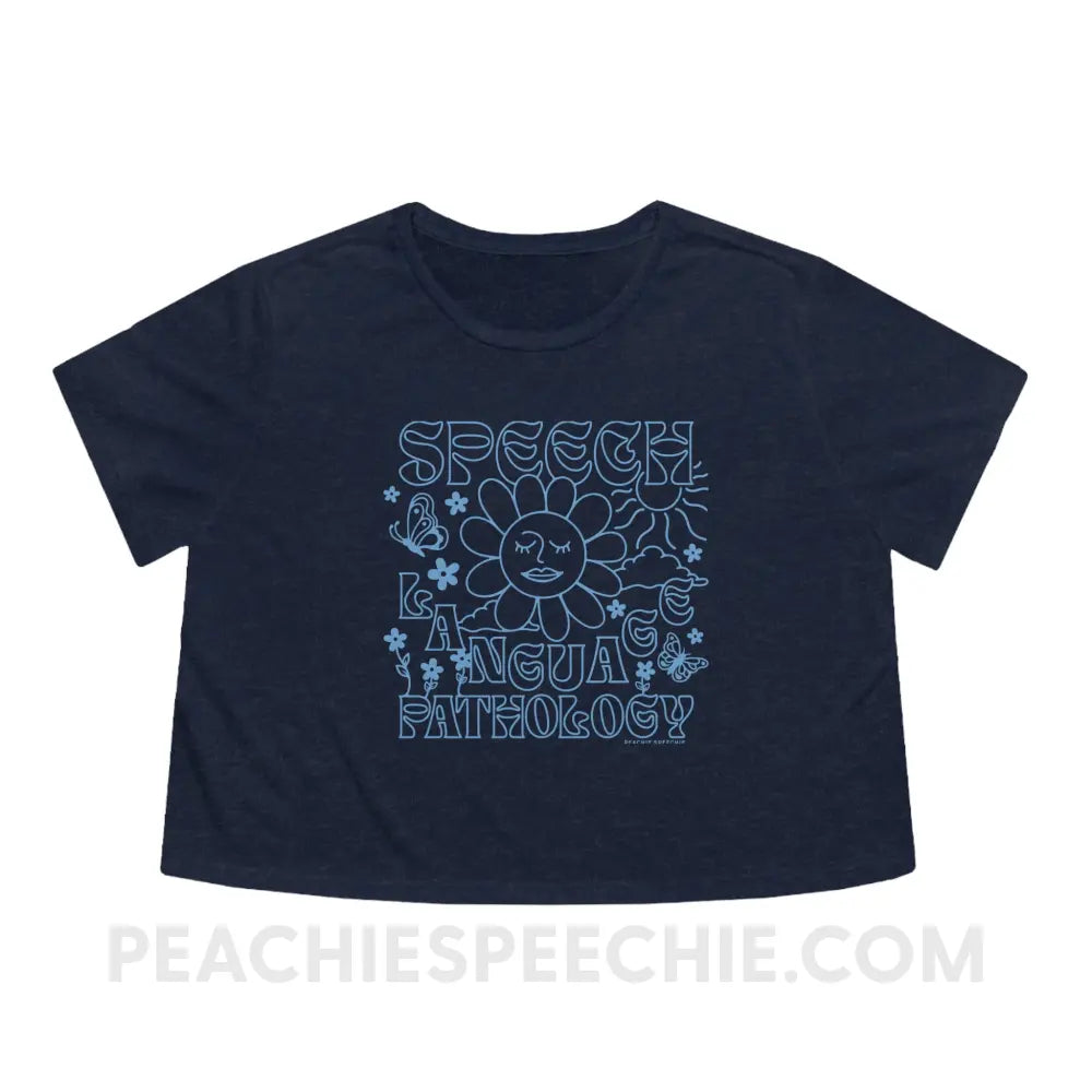 Speech Language Pathology Summer Crop Tee - Heather Navy / S - T-Shirt peachiespeechie.com