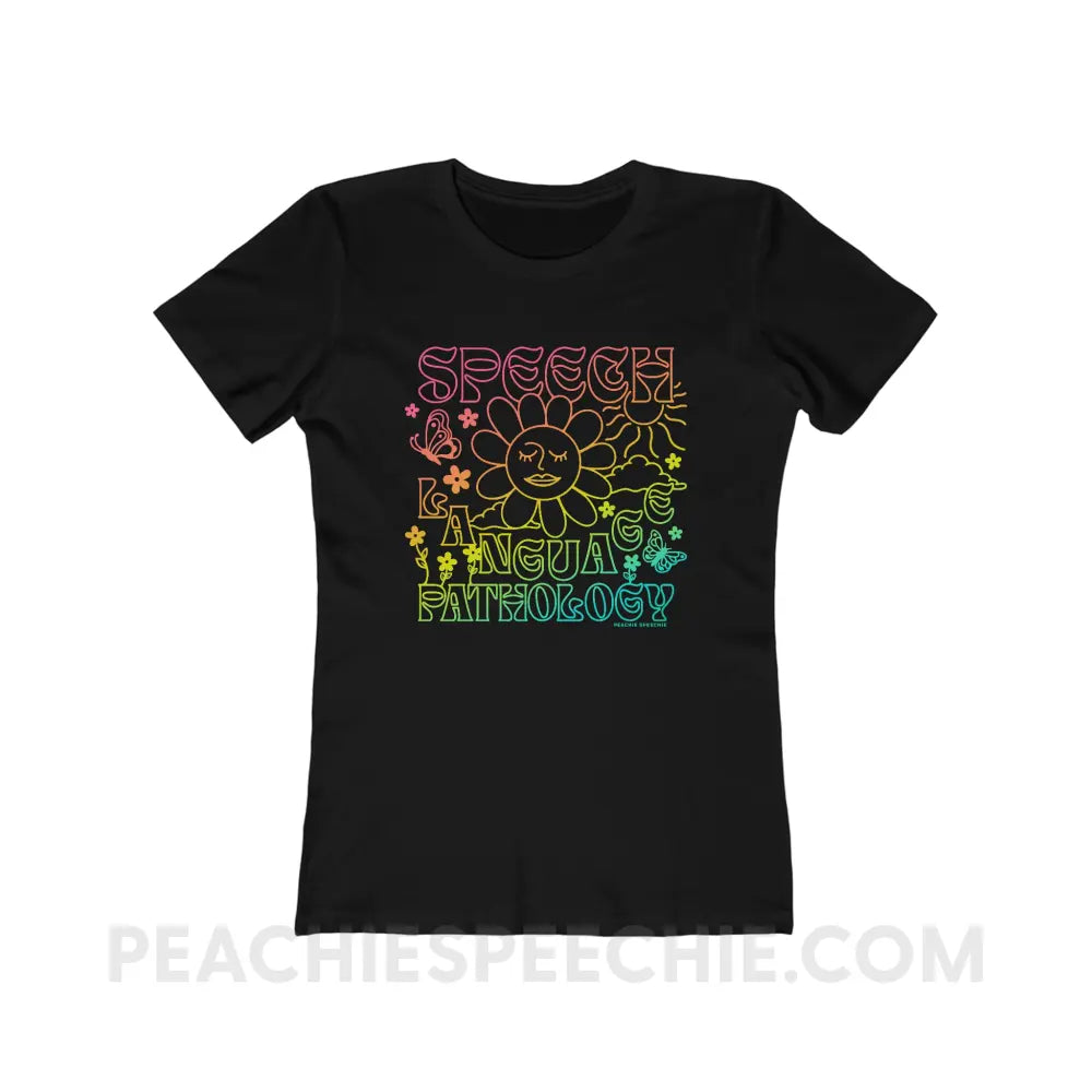 Speech Language Pathology Summer Women’s Fitted Tee - Solid Black / S - T-Shirt peachiespeechie.com