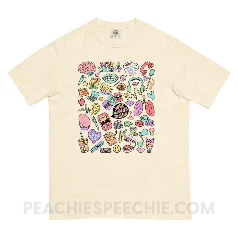 Speech Life Stuff Comfort Colors Tee - Ivory / S - T-Shirt peachiespeechie.com