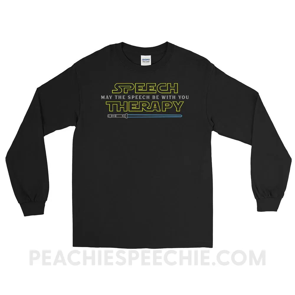 May The Speech Be With You Long Sleeve Tee - Black / S - T-Shirts & Tops peachiespeechie.com