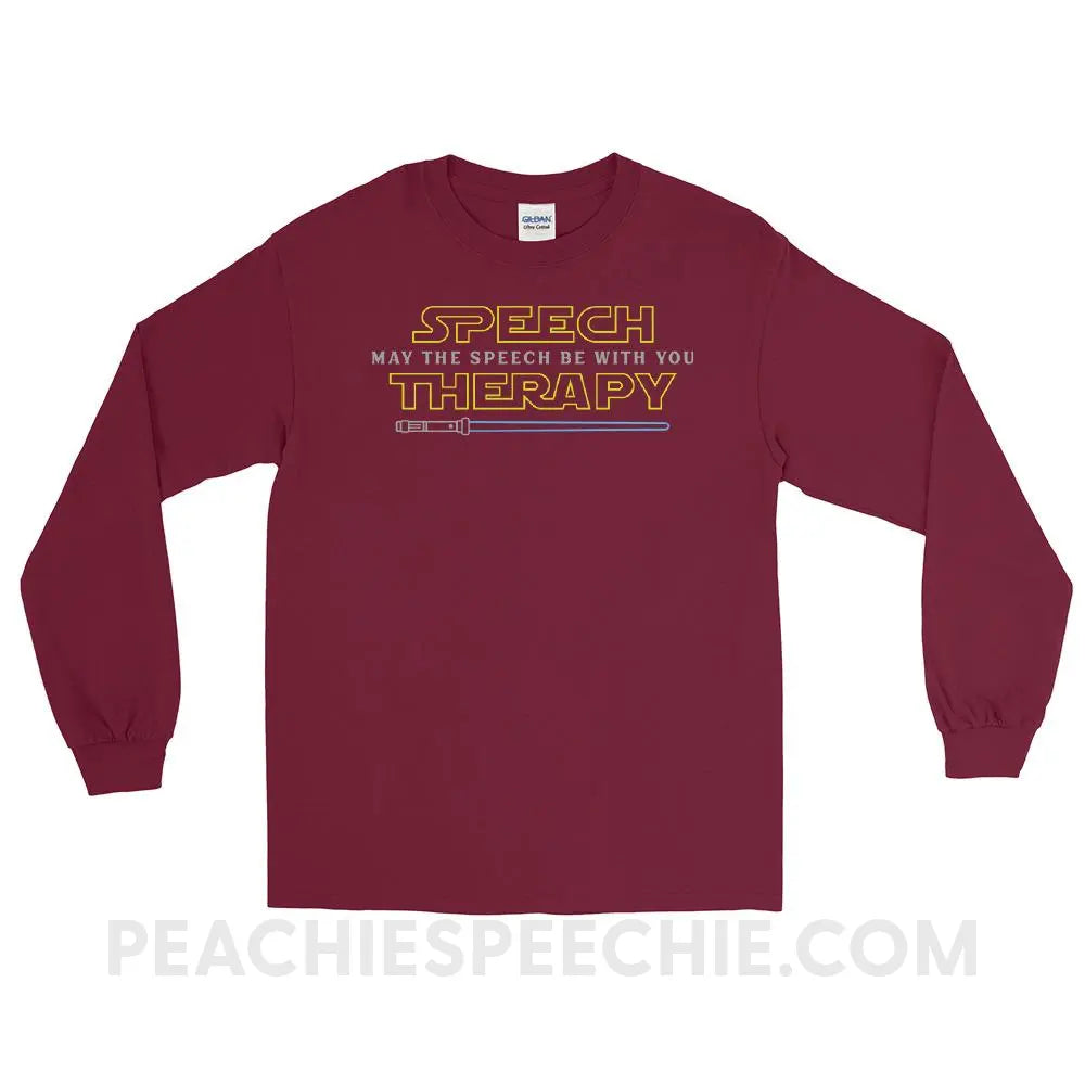 May The Speech Be With You Long Sleeve Tee - Maroon / S - T-Shirts & Tops peachiespeechie.com