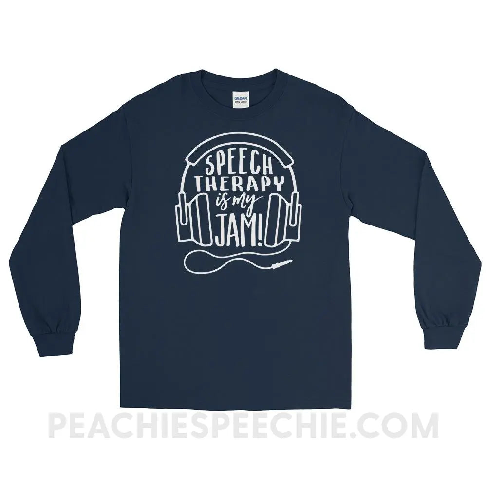 Speech Is My Jam Long Sleeve Tee - Navy / S - T-Shirts & Tops peachiespeechie.com