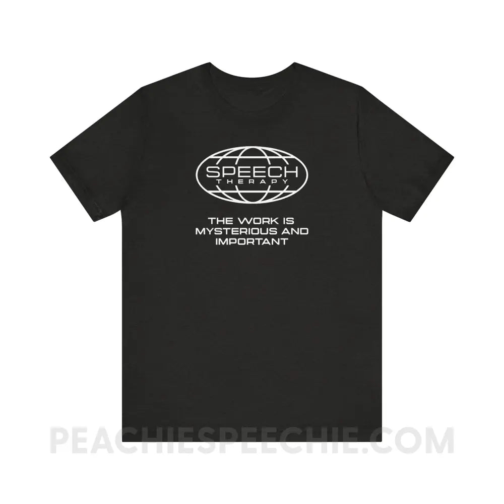 Speech Is Mysterious And Important Premium Soft Tee - Black Heather / XS - T-Shirt peachiespeechie.com