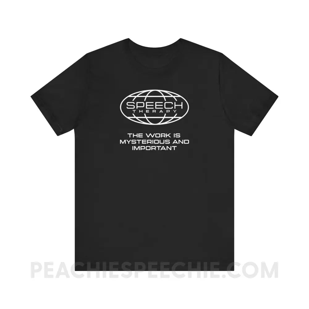 Speech Is Mysterious And Important Premium Soft Tee - Black / XS - T-Shirt peachiespeechie.com