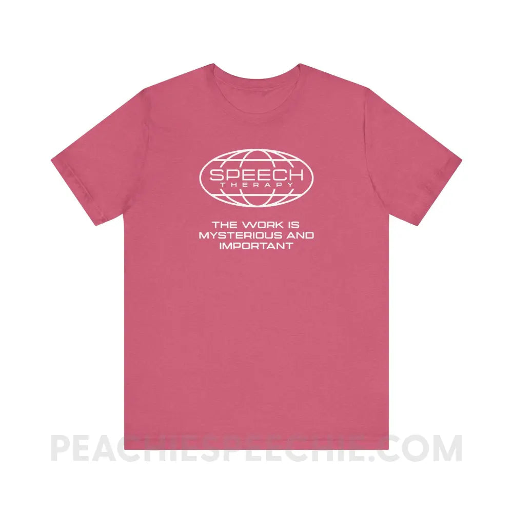 Speech Is Mysterious And Important Premium Soft Tee - Heather Raspberry / XS - T-Shirt peachiespeechie.com