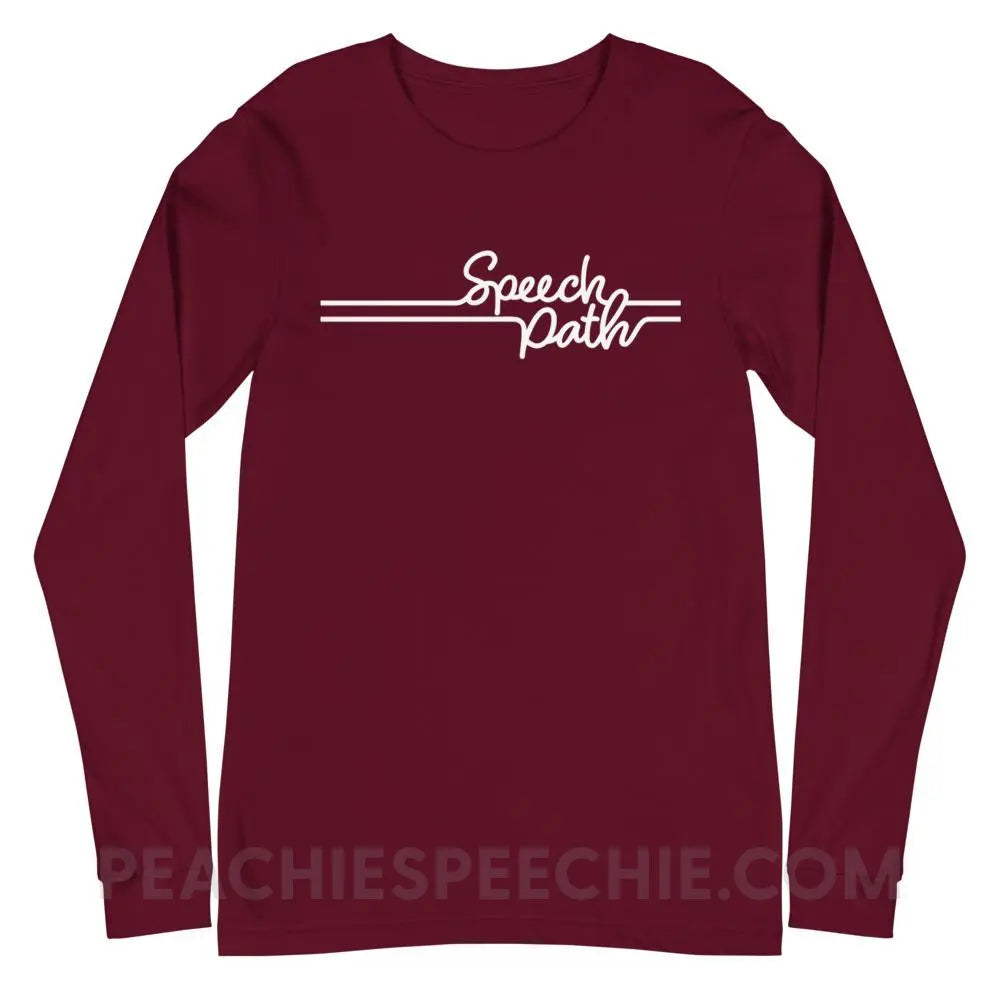 Speech Path Lines Premium Long Sleeve - Maroon / XS Shirts & Tops peachiespeechie.com