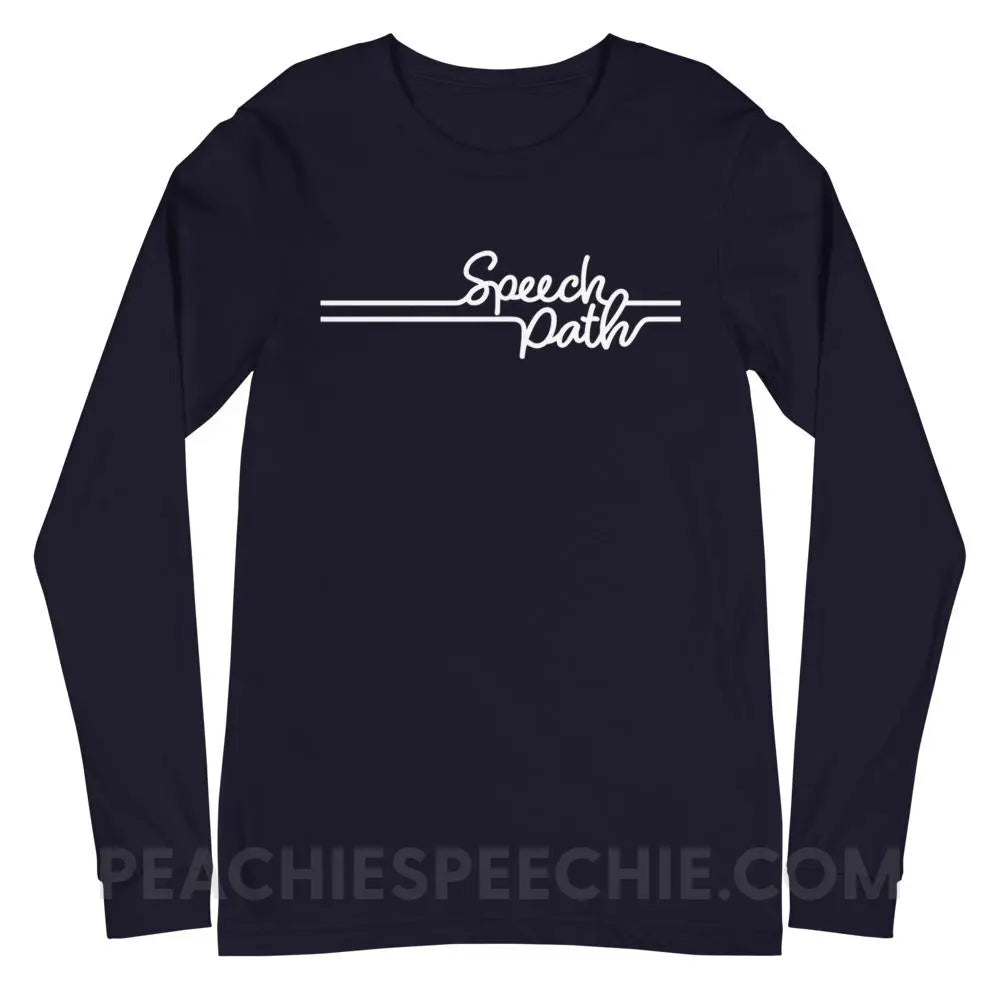Speech Path Lines Premium Long Sleeve - Navy / XS Shirts & Tops peachiespeechie.com