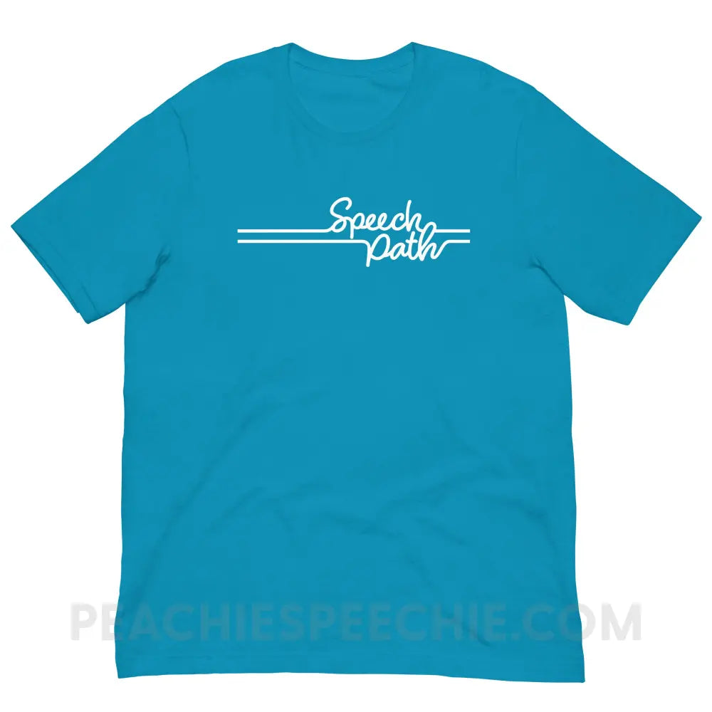 Speech Path Lines Premium Soft Tee - Aqua / S - T-Shirt peachiespeechie.com