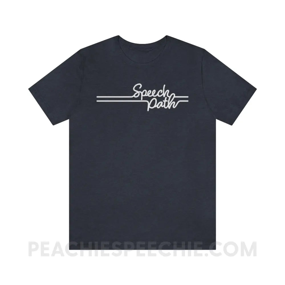 Speech Path Lines Premium Soft Tee - Heather Navy / S T - Shirt peachiespeechie.com