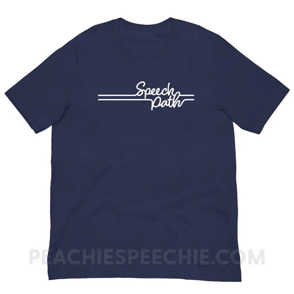 Speech Path Lines Premium Soft Tee - Navy / S - T-Shirt peachiespeechie.com