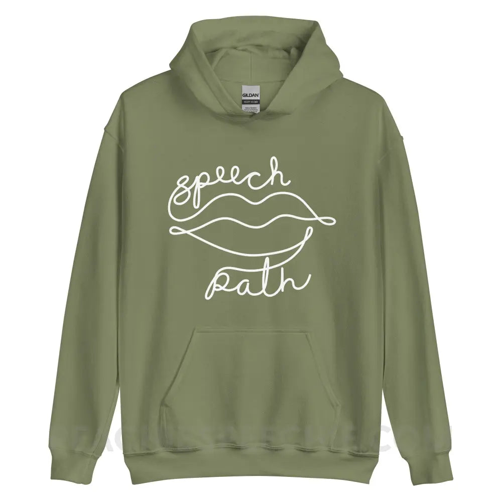 Speech Path Lips Classic Hoodie - Military Green / S - peachiespeechie.com