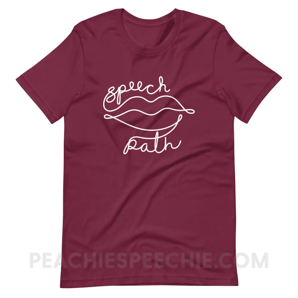 Speech Path Lips Premium Soft Tee - Maroon / S T - Shirt peachiespeechie.com