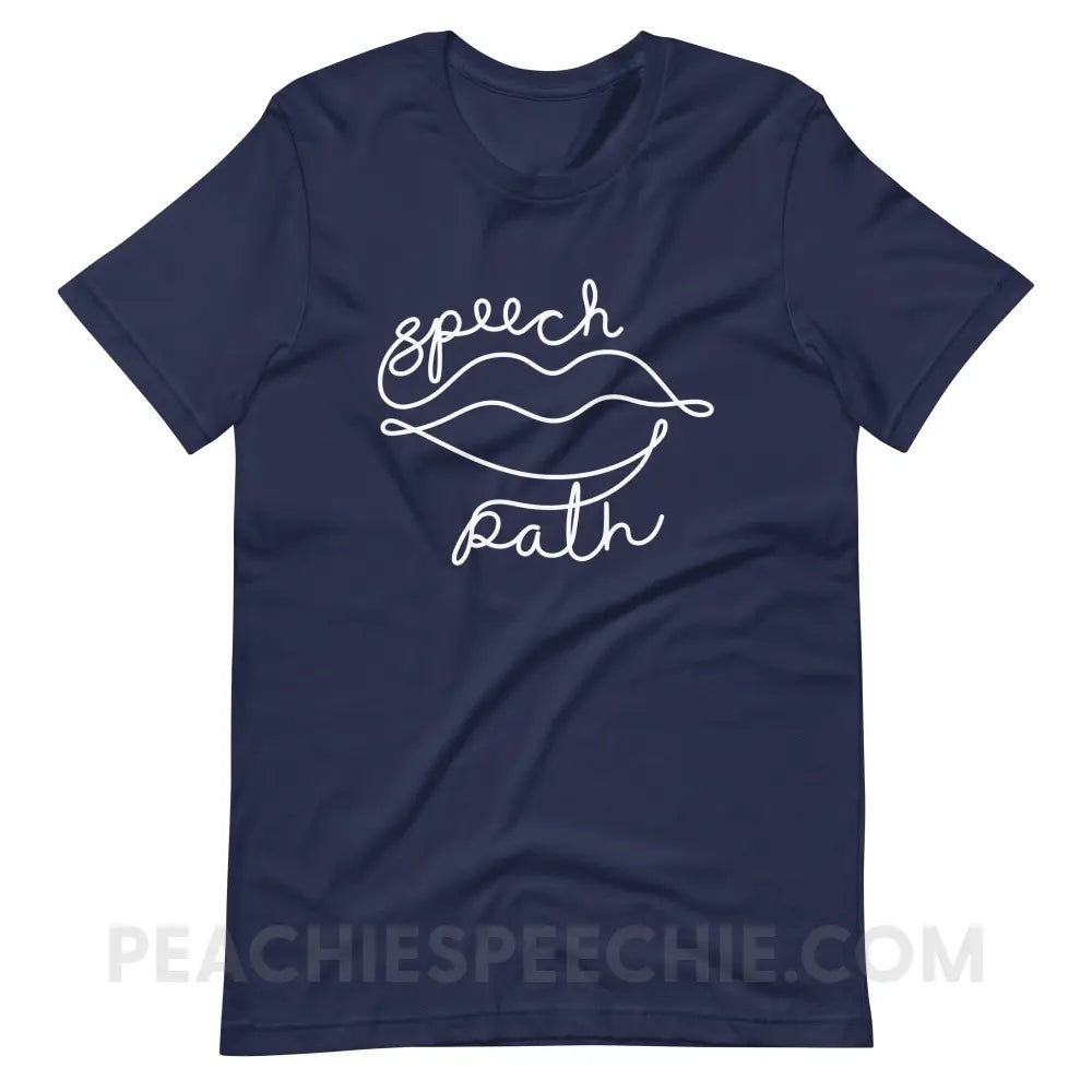 Speech Path Lips Premium Soft Tee - Navy / S T - Shirt peachiespeechie.com