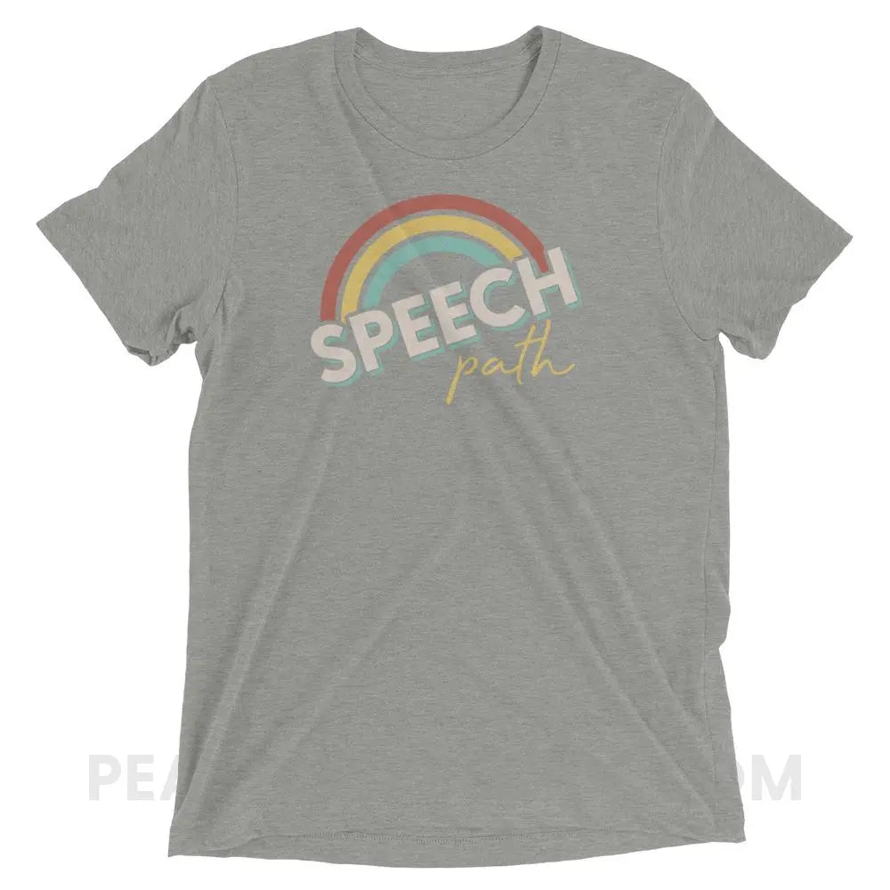 Speech Path Rainbow Tri-Blend Tee - Athletic Grey Triblend / XS - peachiespeechie.com