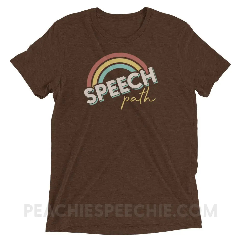 Speech Path Rainbow Tri-Blend Tee - Brown Triblend / XS - peachiespeechie.com